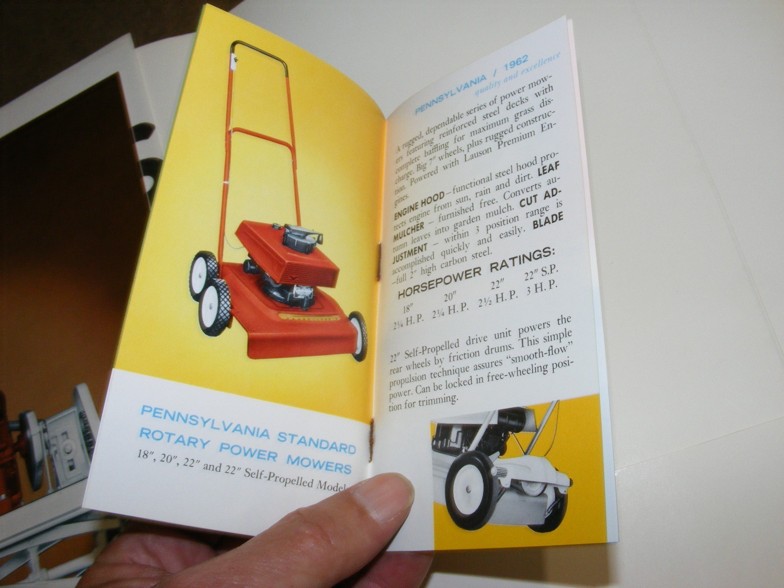 1962 Pennsylvania Mowers Advertising Folder , Sales Broshures Catalog NICE COND