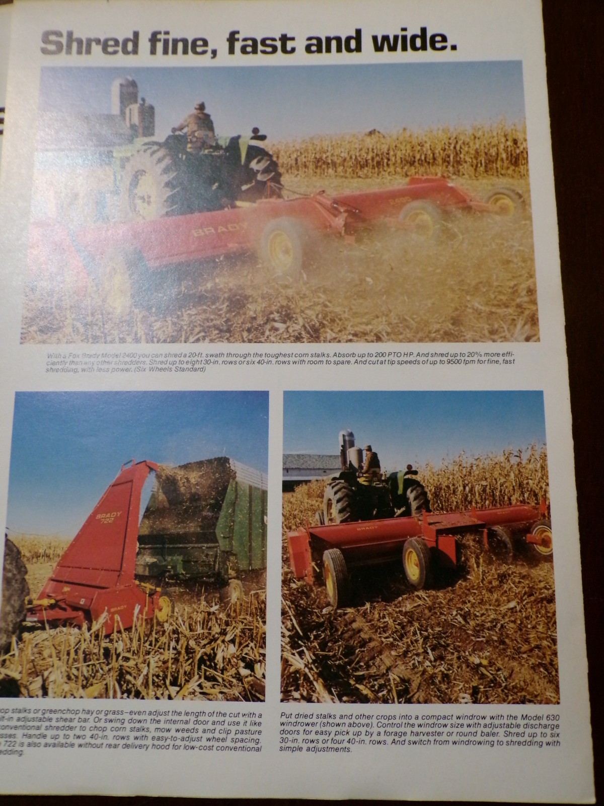 Fox Brady Shredders, Plow, Blower Sales Brochures, 4 items