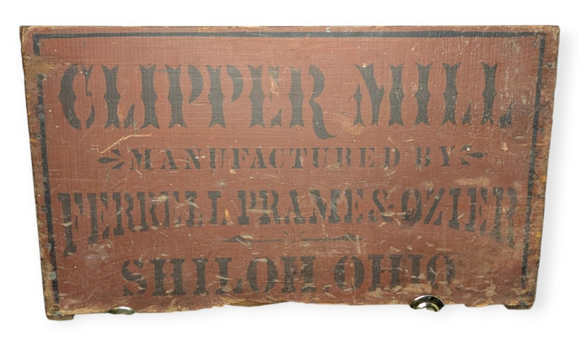 Early Clipper Mill Ferrell, Prame & Ozier Painted Wood Piece Shiloh Ohio 1891/92