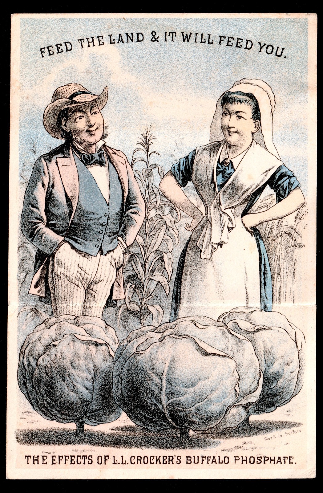 Fantasy Farm Buffalo Bone Fertilizer 1880 Calendar Victorian Trade Card SR.f.fBP