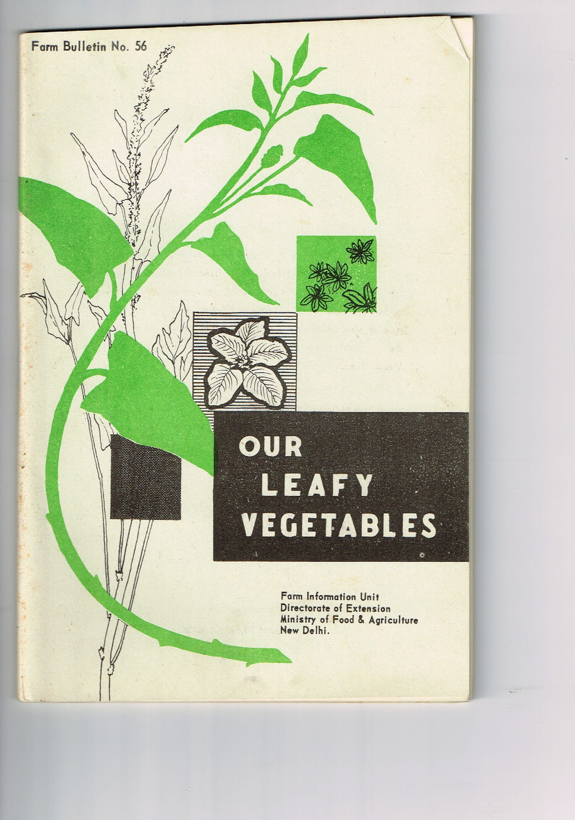 Vintage 1960s Farm Brochure India New Delhi Our Leafy Vegetables Bulletin 56