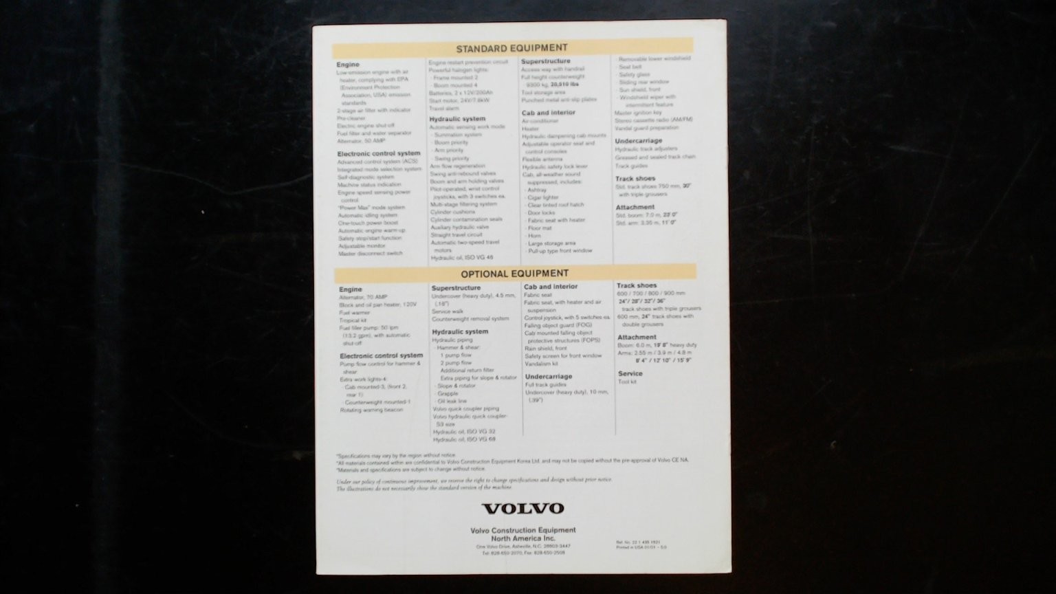 Volvo EC460 Excavator Brochure Vintage Agriculture Equipment