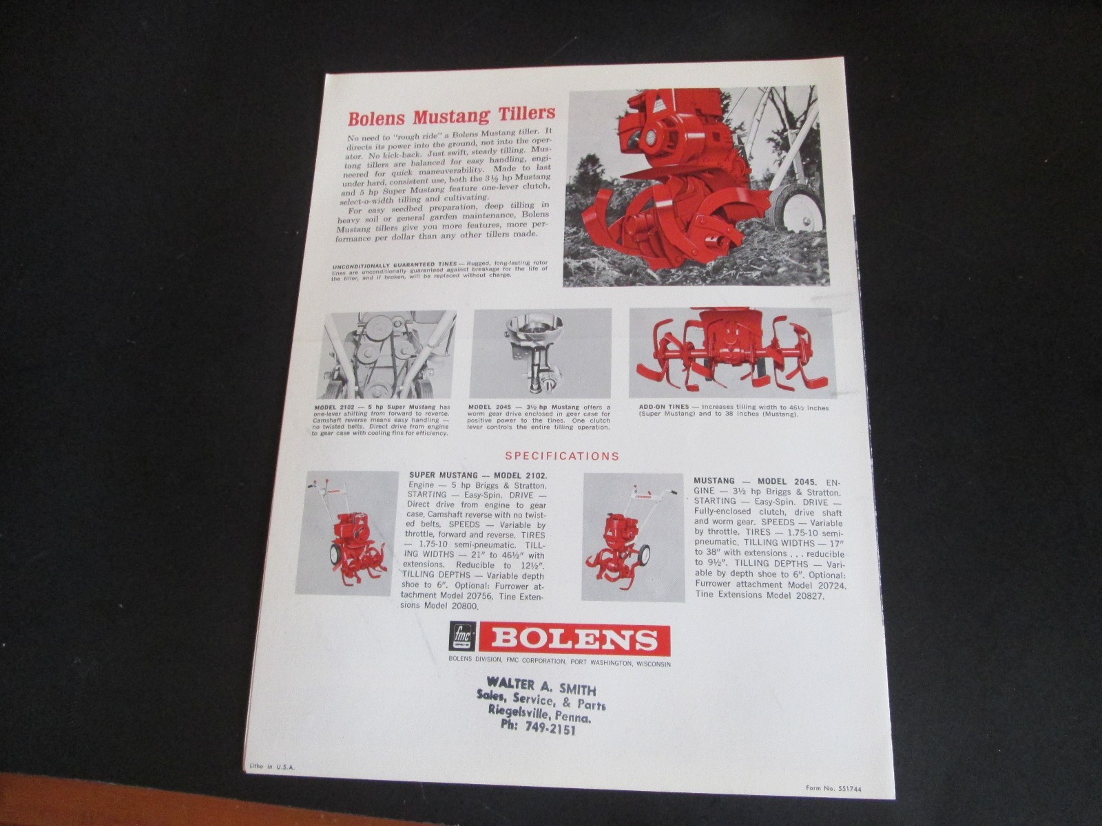 Bolens SUBURBAN RIDING MOWER ORBIT AIR MOWER MUSTANG TILLER BROCHURE VINTAGE
