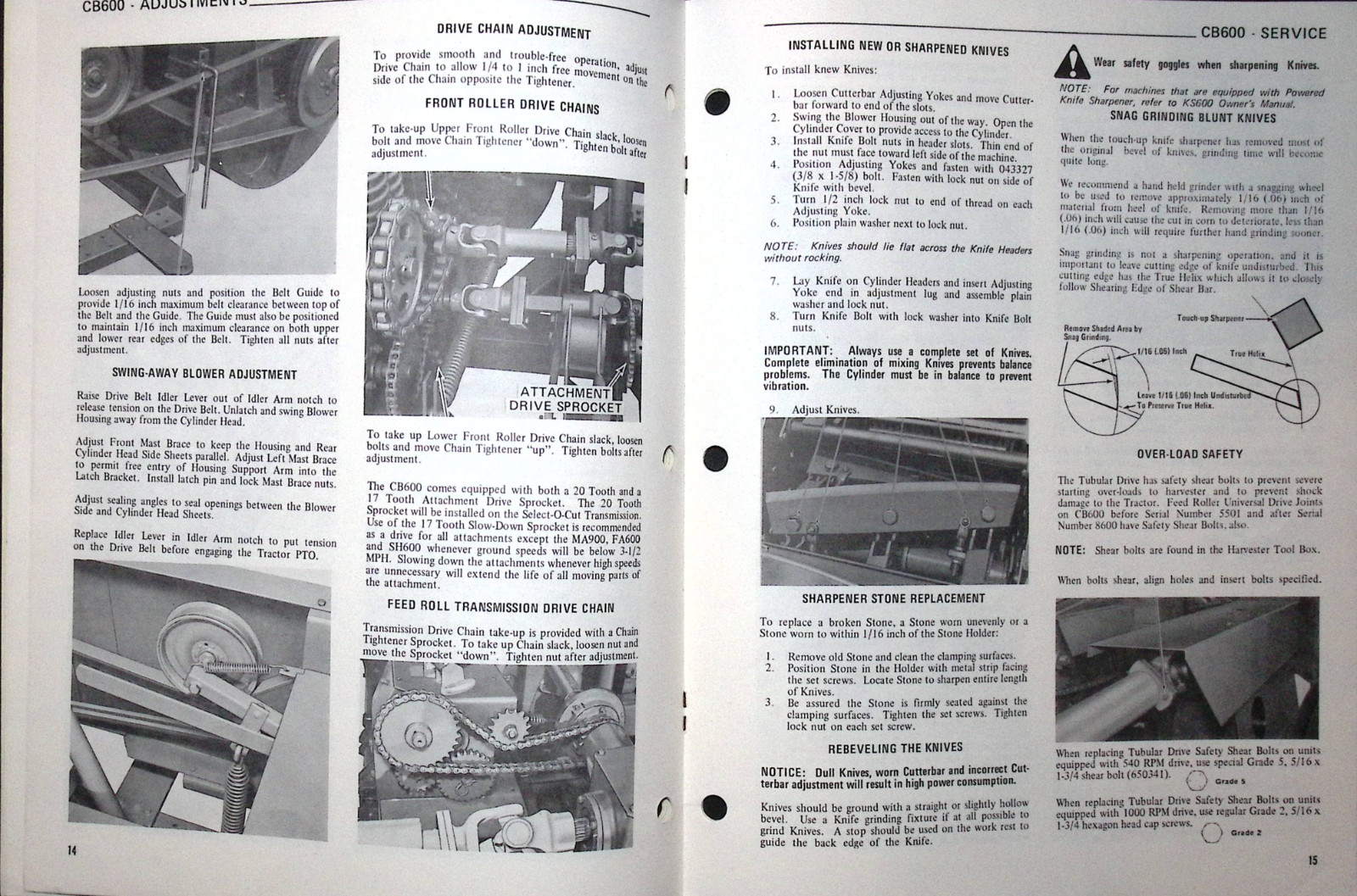 GEHL CB 600 FORAGE HARVESTER OWNERS MANUAL