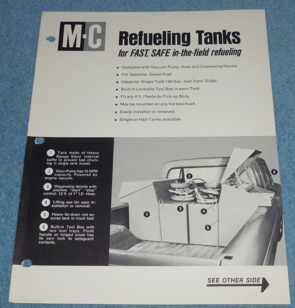 Vintage 1972 M-C Mathews Company Refueling System Tanks Brochure Price List