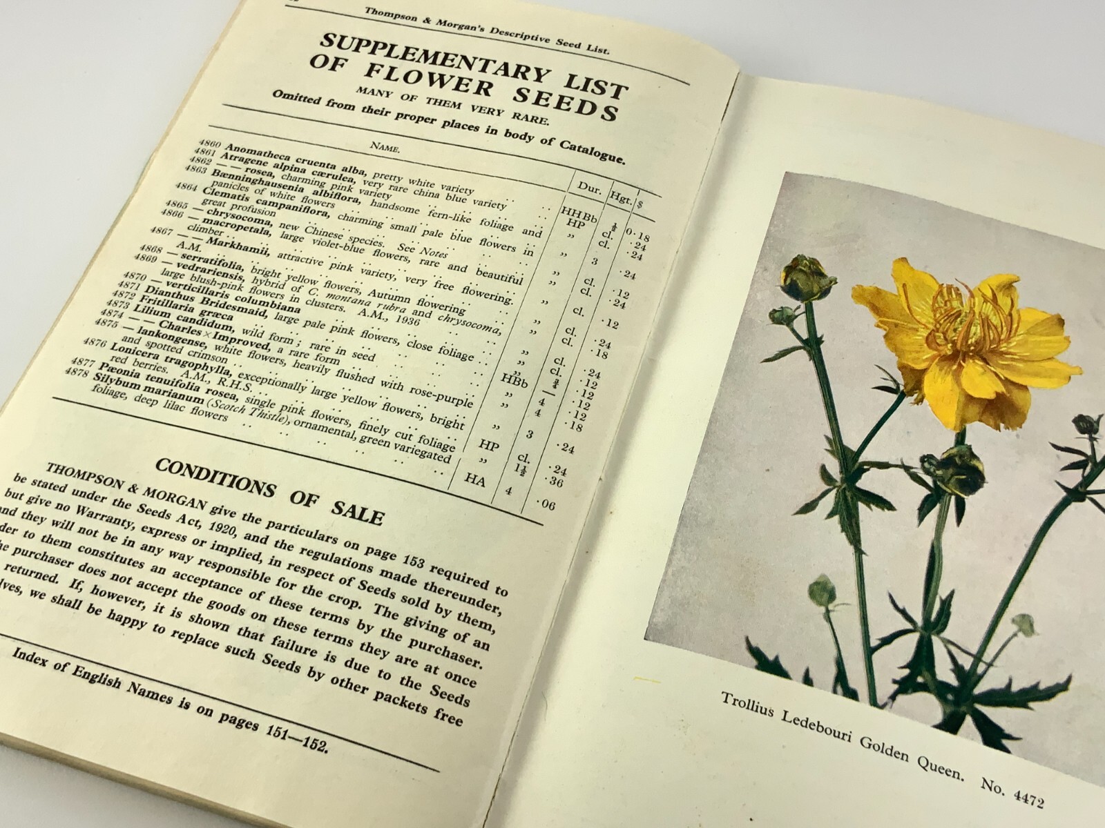 Thompson & Morgan 1937 Catalogue of Flower Vegetable Seeds Catalog EE634
