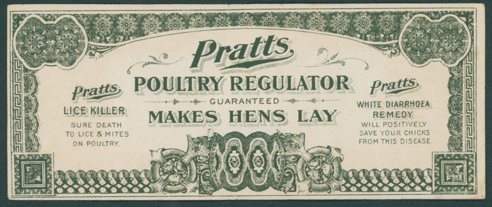 c1900 Pratts Poultry Regulator Advertising Handbill Roup Cure Animal Remedy Ad