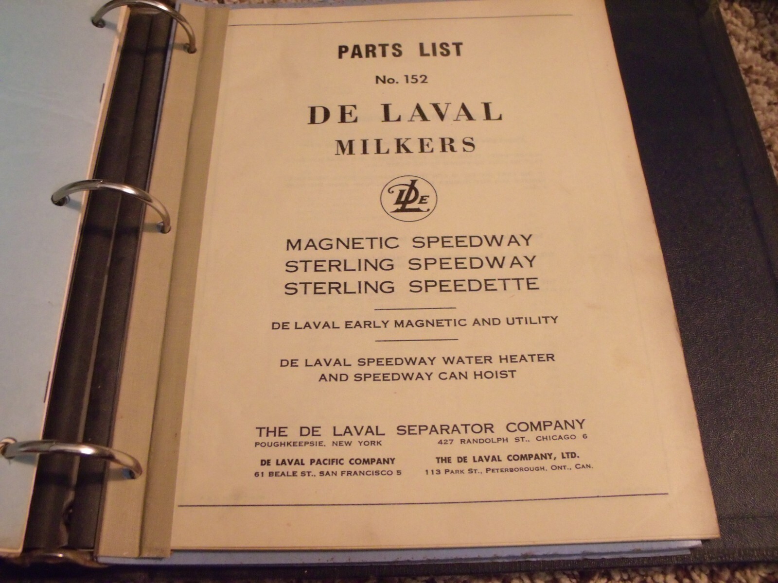 DELAVAL DEALER BINDER ADVERTISEMENT & SEVERAL MANUALS SEPARATORS MILKERS COOLERS