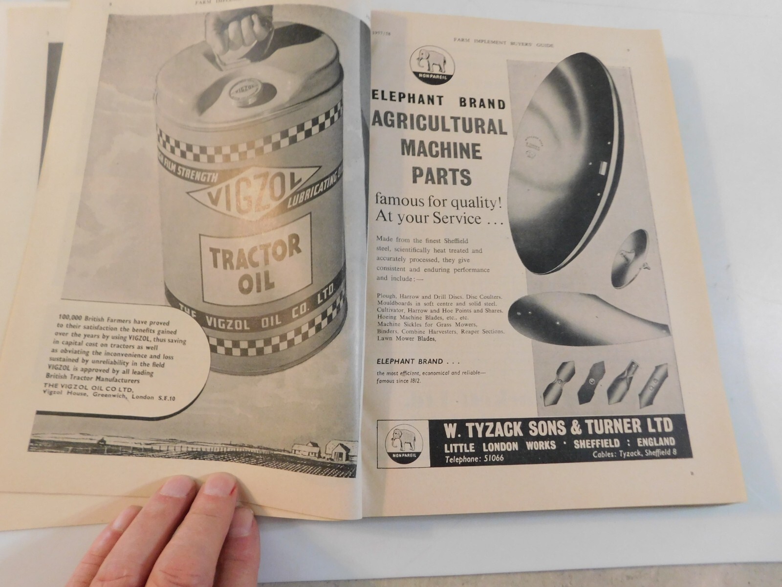 1957-58 FARM IMPLEMENT BUYER&rsquo;S GUIDE ENGLAND RAKES POTATO DIGGERS DAIRY ELEVATOR