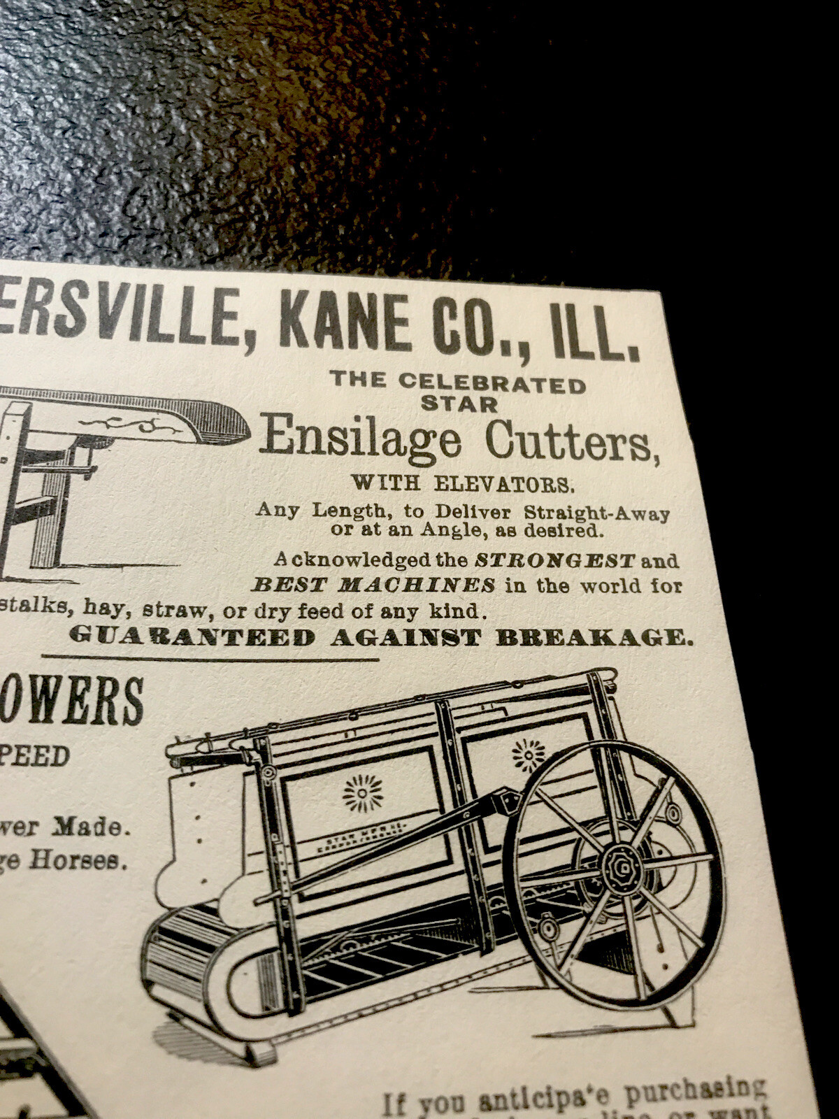 1889 Star Plows & Farm Implements Advertising – Carpentersville – Illinois