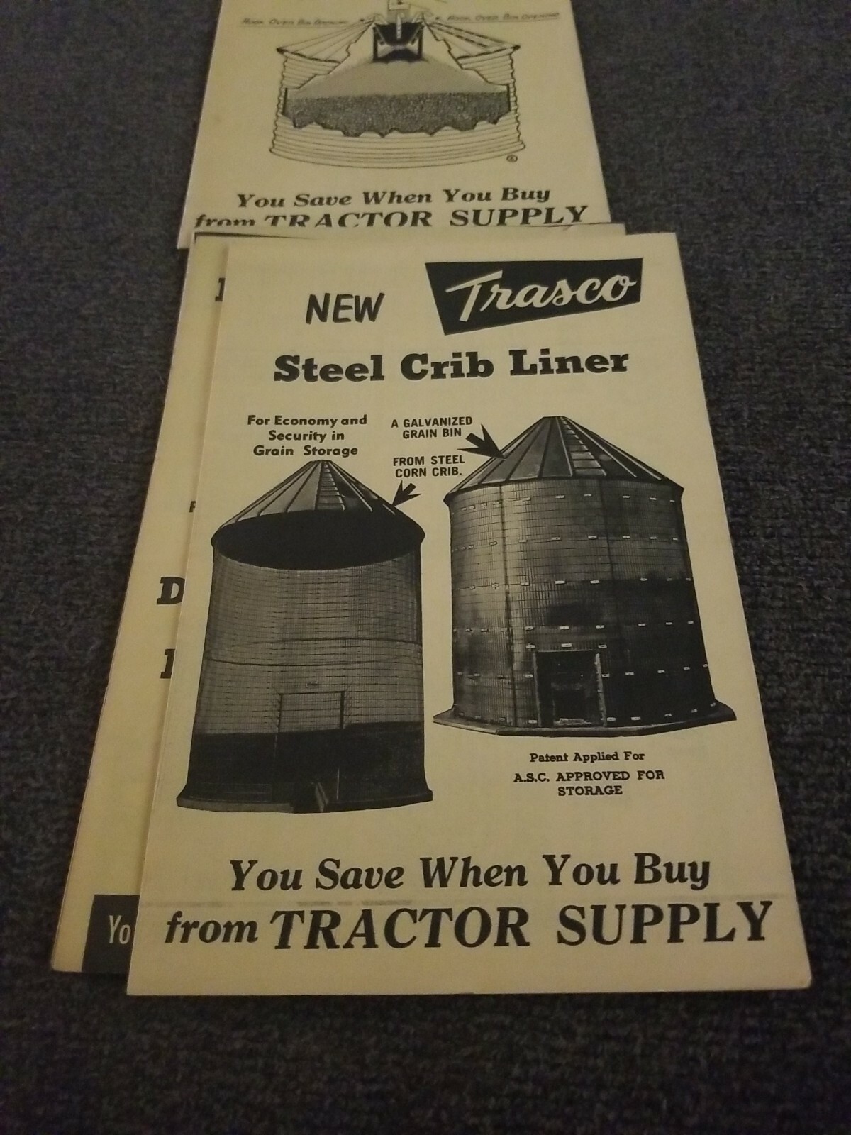 Trasco Grain Bin storage pamphlets. Lot of 4. 1950&rsquo;s 1960&rsquo;s. Tractor Supply. S1