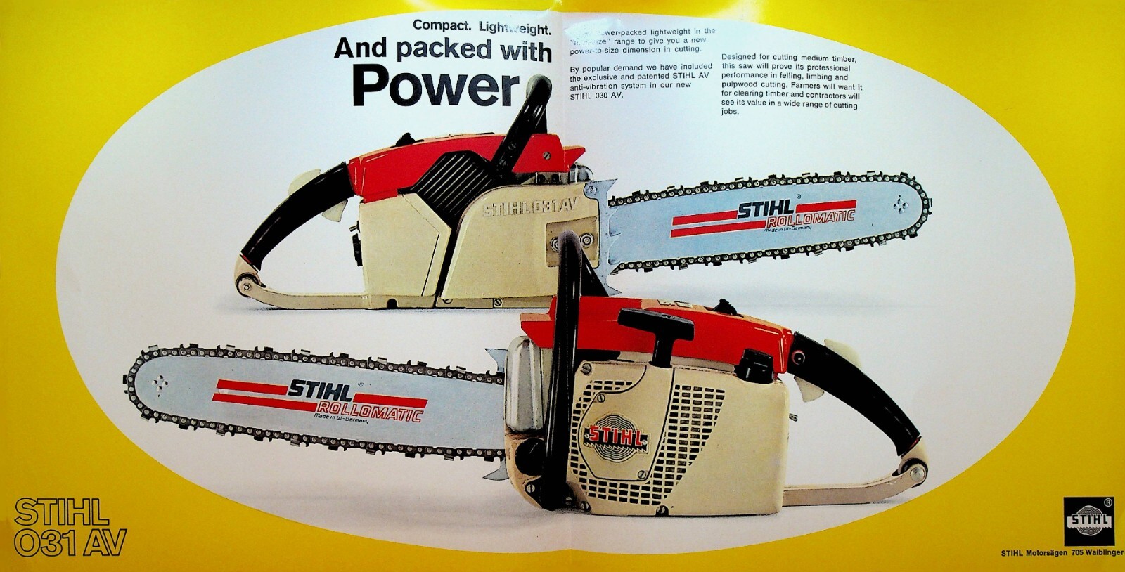 Stihl 031 AV Chainsaw Advertising Brochure