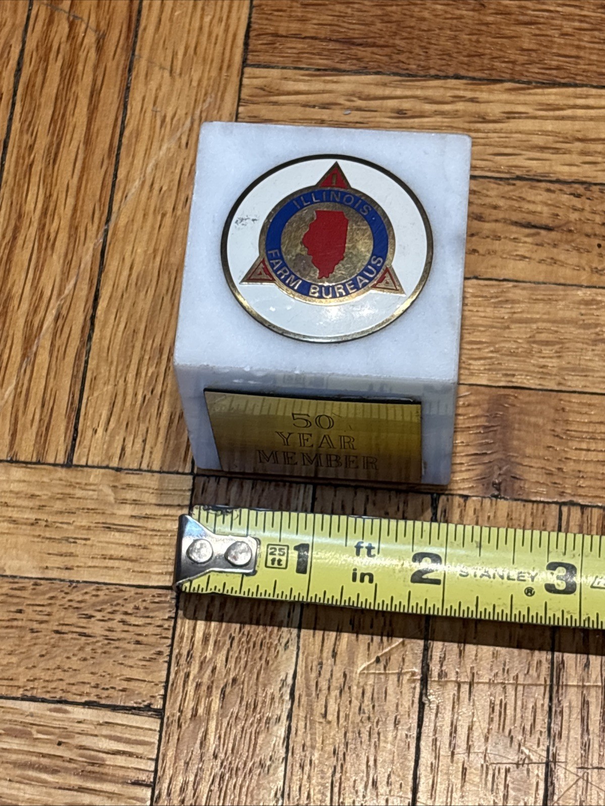 Vintage Illinois Farm Bureau 50 YEAR MEMBER Marble Paperweight