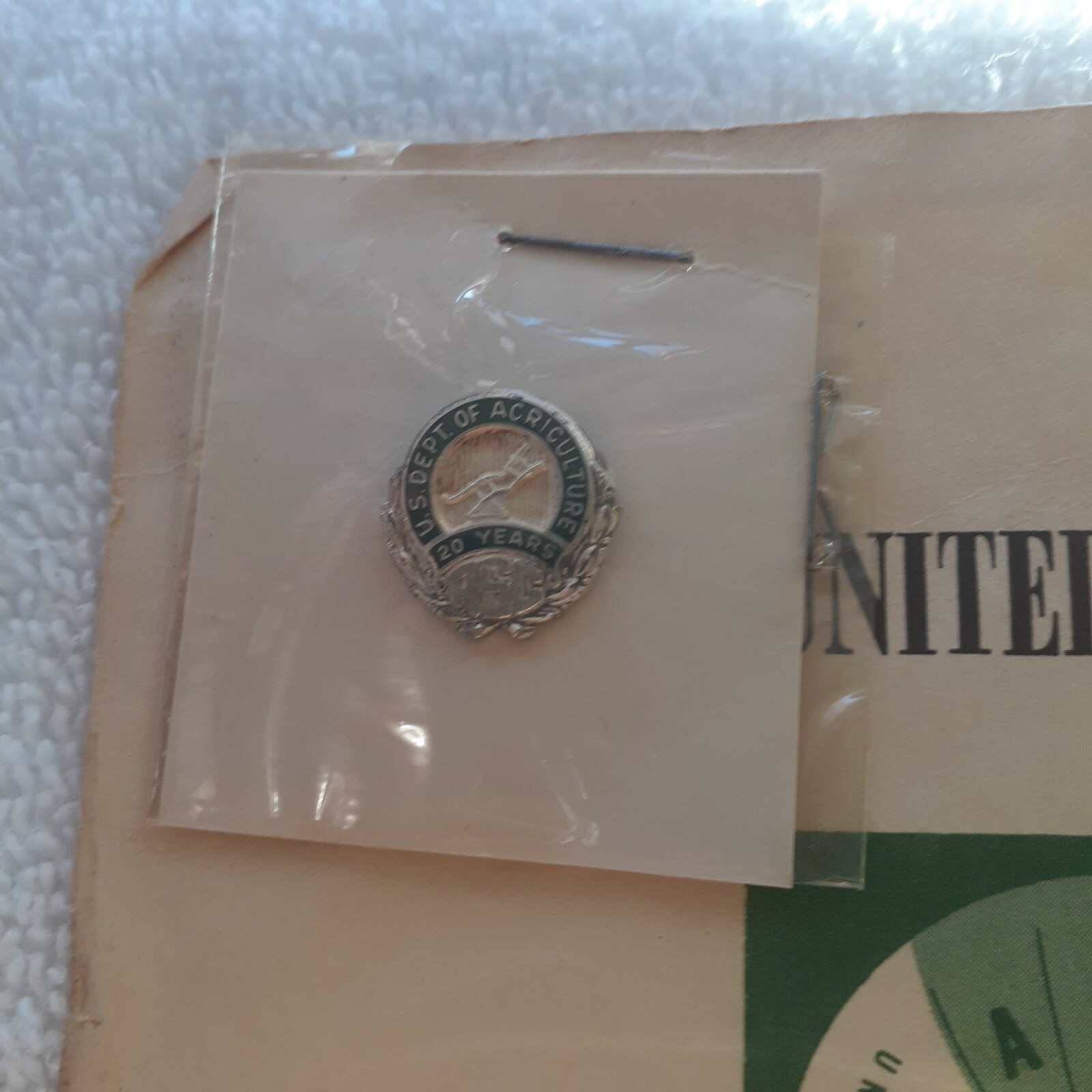 US Department Of Agriculture ASC 20 Year Pin & Certificate