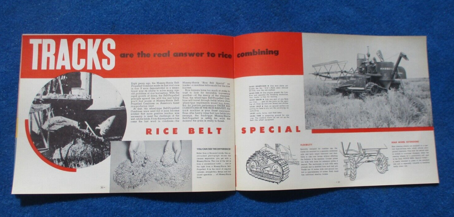 Massey Harris 1950&rsquo;s Combine Sales Booklet Many Full Color Pages Original NOS