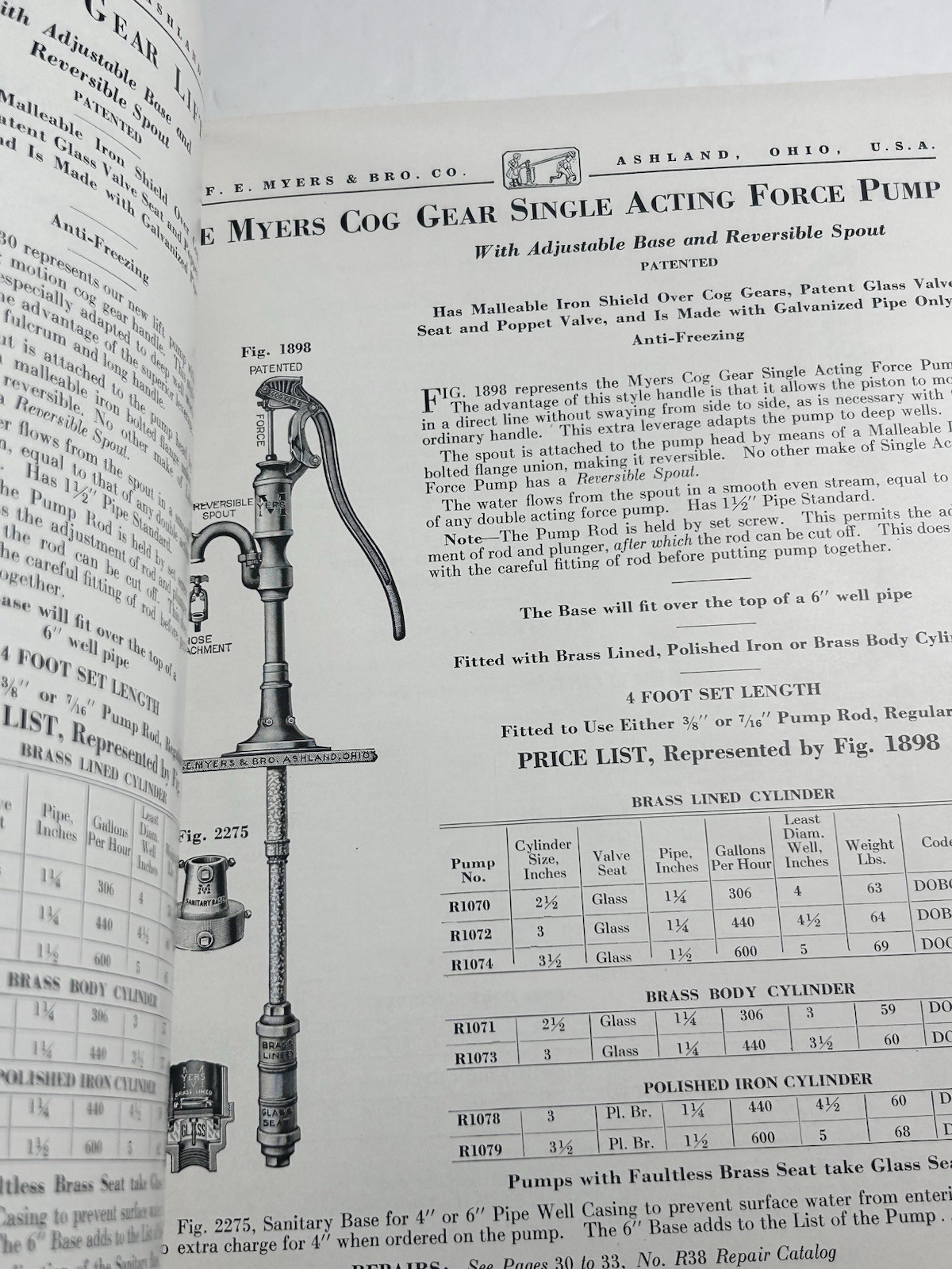 FE Myers Bro Catalog Pumps Water Systems 1938 Ashland Ohio
