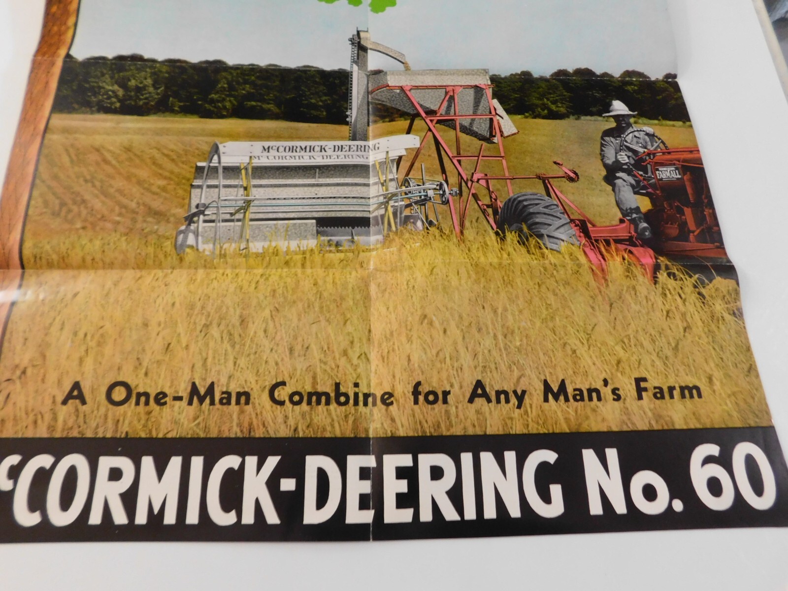 1921 McCORMICK DEERING #60 COMBINE HARVESTER THRESHER SALES BROCHURE FOLDOUT VG