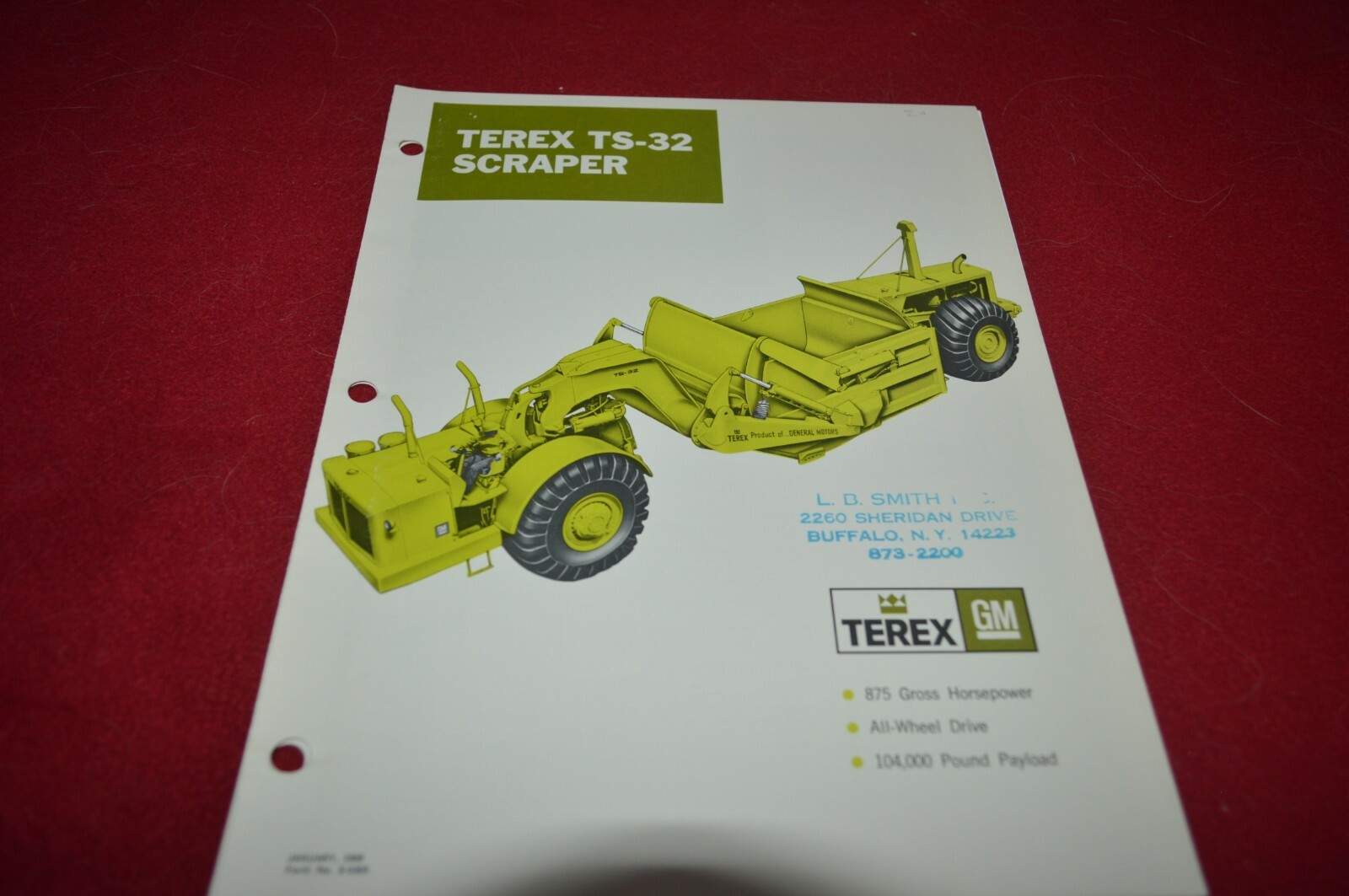 Terex TS-32 Scraper For 1969 Dealer&rsquo;s Brochure DCPA11