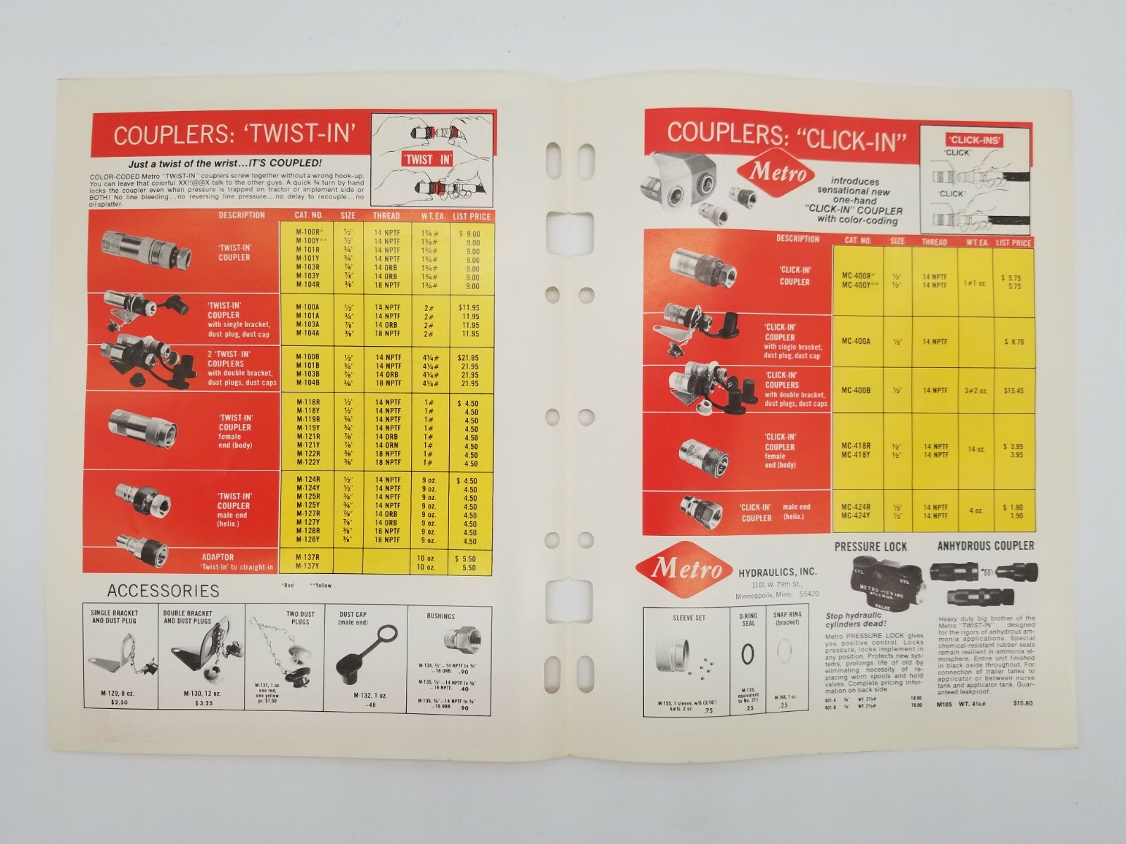 Metro Hydraulic Equipment Minneapolis MN Sales & Dealer Advertising Brochure
