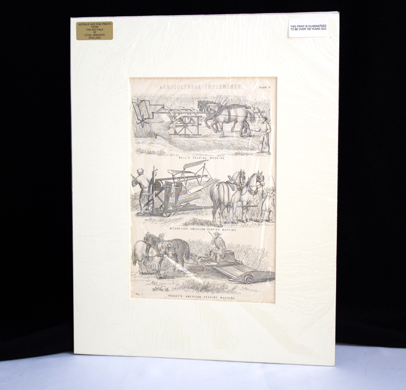 Harvesting Grain Print, Agricultural Implements, 19th Century Farm Machinery