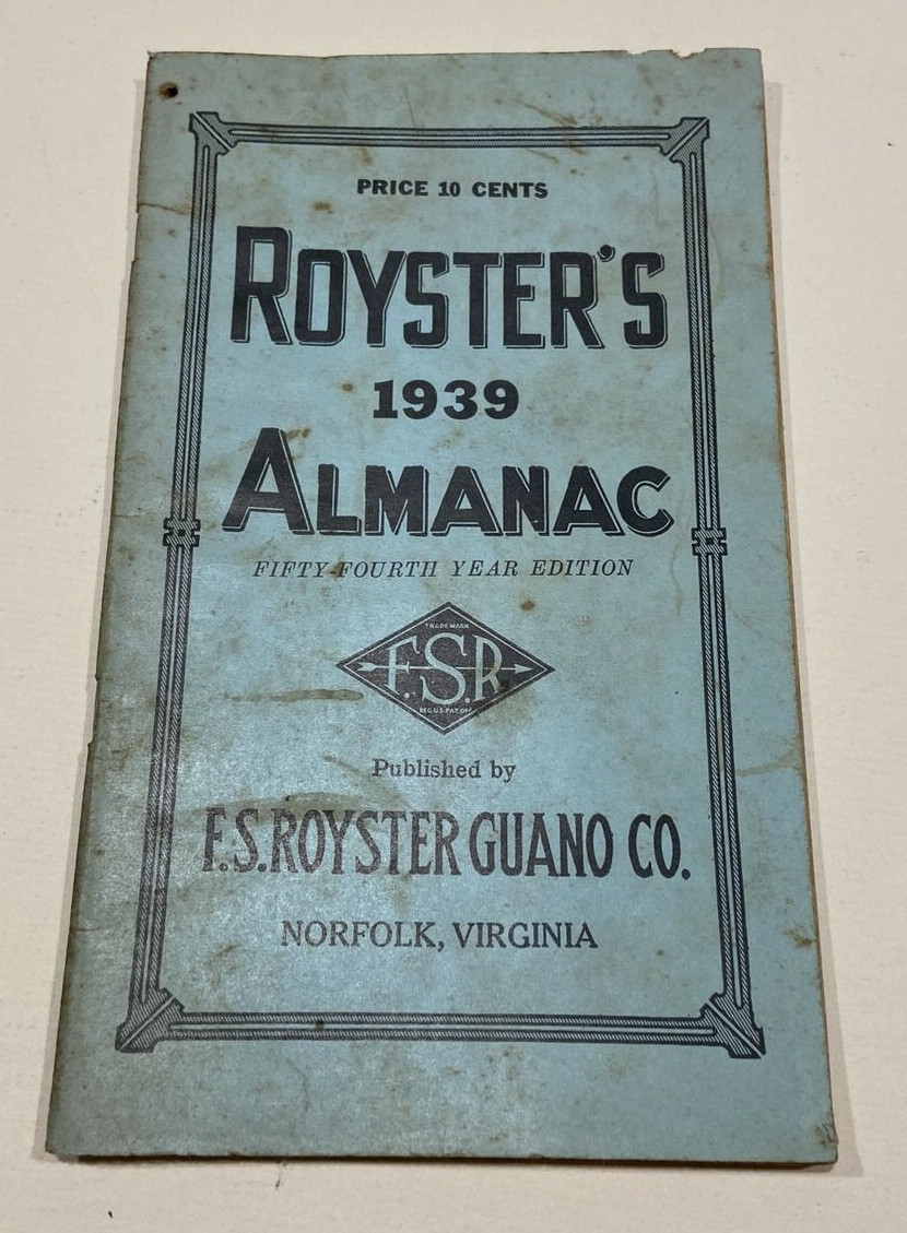 Vintage F.S Royster 1937, 1939 Almanacs Royster&rsquo;s