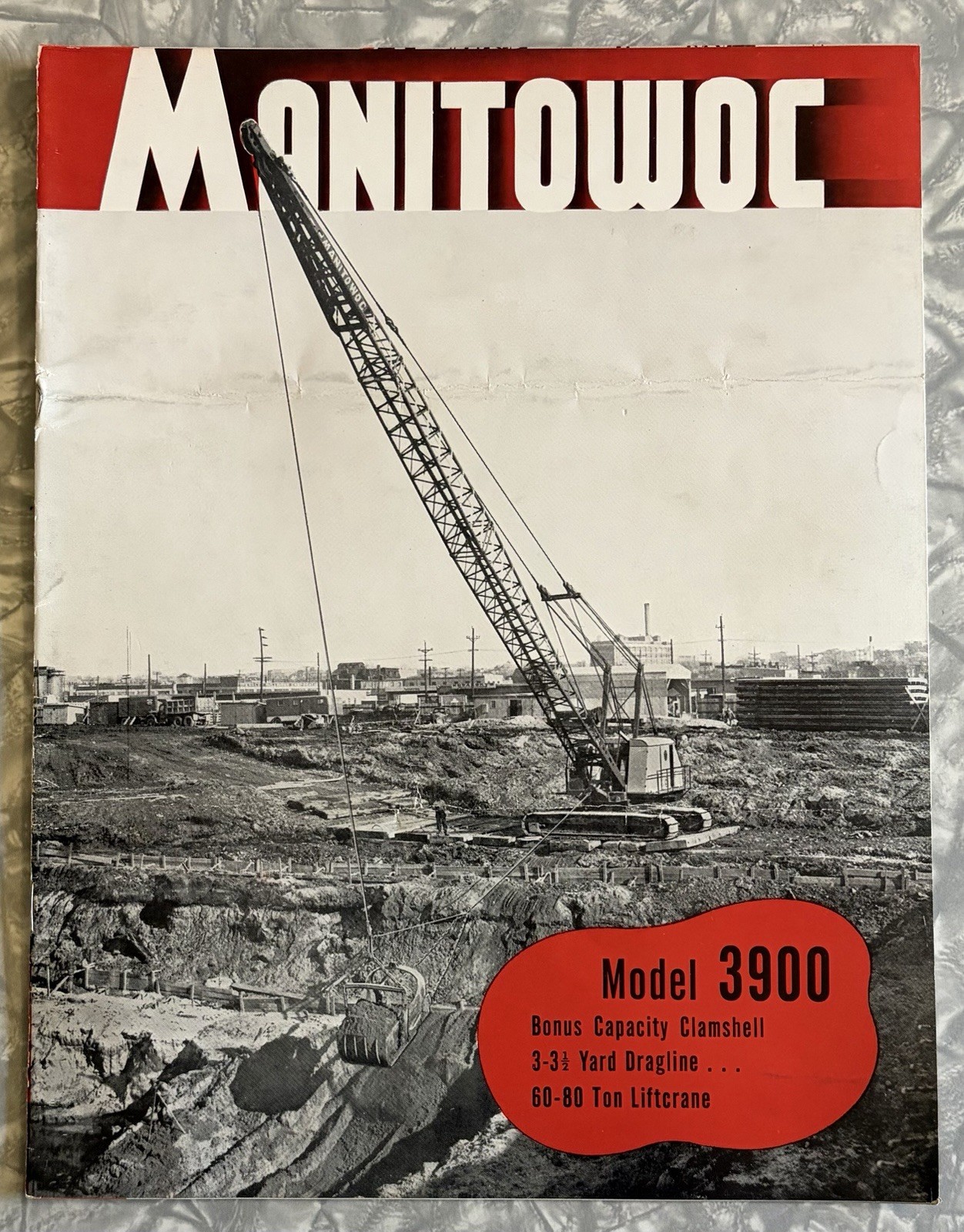 1957 MANITOWOC 3900 3.5 YD DRAGLINE 80 TON LIFTCRANE CRANE 16 PG SALES BROCHURE