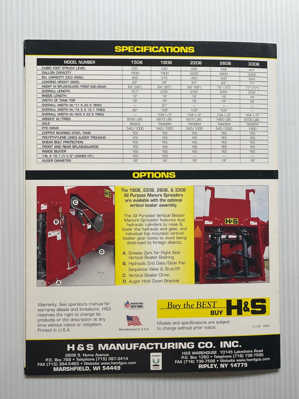 H&S – All Purpose Spreaders Sales Brochure *Original Dated 2008* (6 Pages)