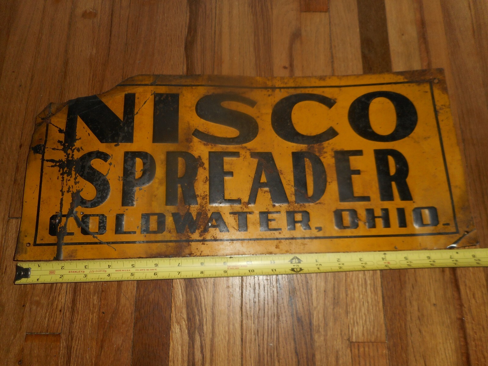 RARE Vintage NISCO NEW IDEA MANURE SPREADER Farm COLDWATER OHIO Advertising SIGN