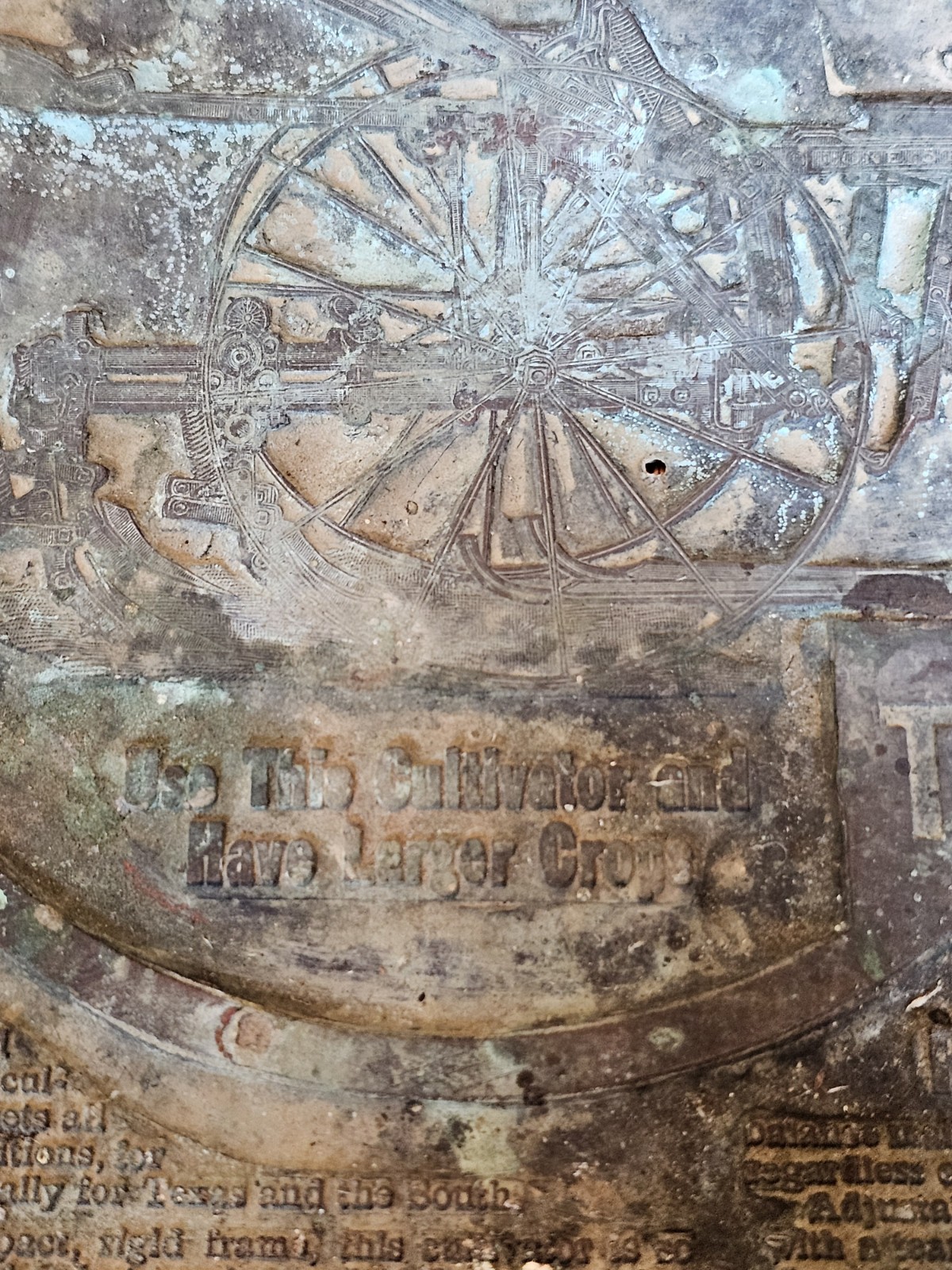 c1912 Rock Island Plow Lone Star Texas Cultivator Printer Block 6 1/2 X 7 Copper