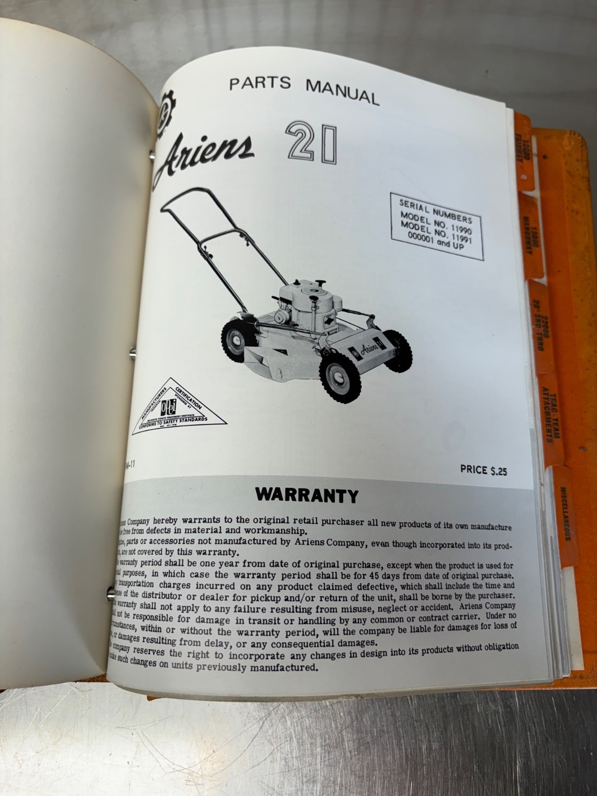 RARE ARIENS Equipment Dealer Service Manual Riding Mower Snow Mobile Tillers