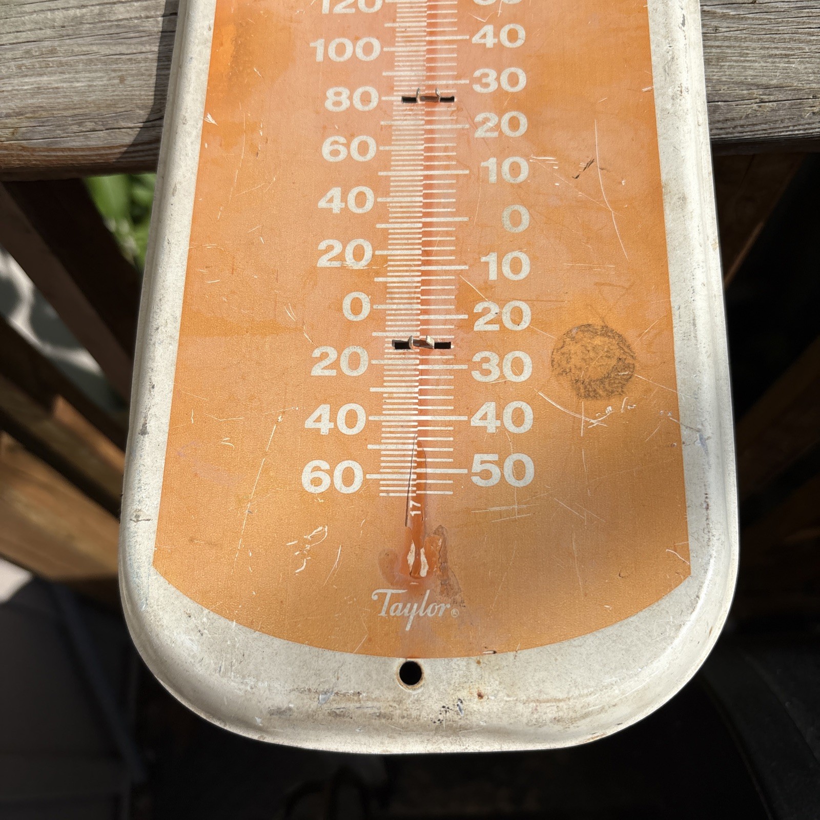 Vintage Pruett’s Pig Powders Thermometer Metal Tin Sign As Is Needs Thermometer