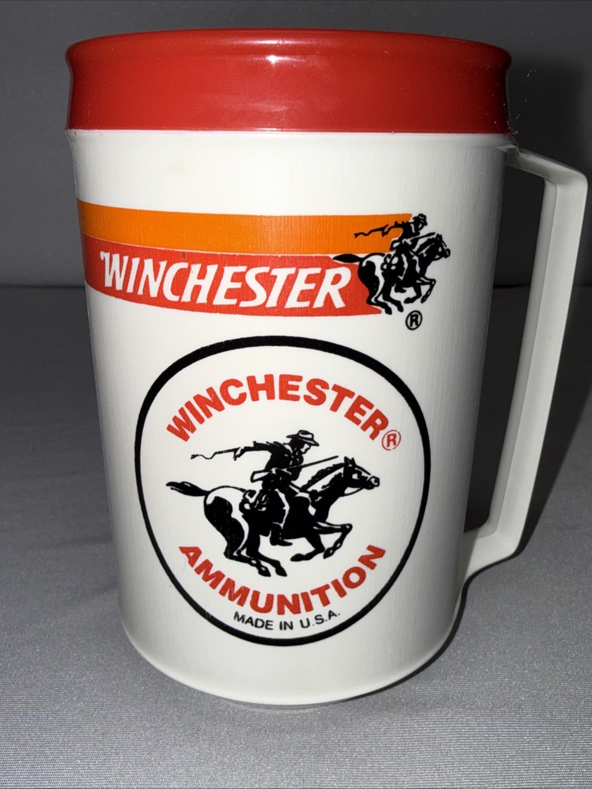 Vintage Aladdin Winchester Ammunition insulated travel mug No Lid + Old Coupon