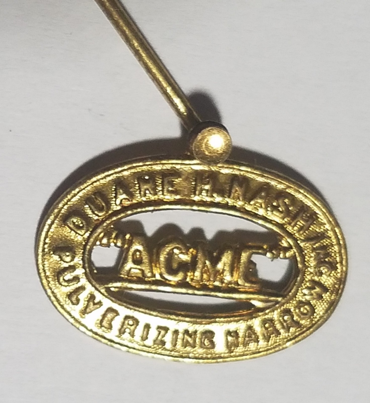 Duane H. Nash Inc, Acme Pulverizing Harrow Stickpin,, Vintage Advertising