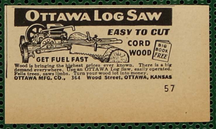 Ottawa Digger Tractor Log Saw Buzz Master Vintage Print Ad LOT of 10 pcs 1946