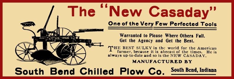 South Bend CASADAY Chilled Plow, IN NEW Sign: 16×48&Prime; USA STEEL XL Size, 8 lbs