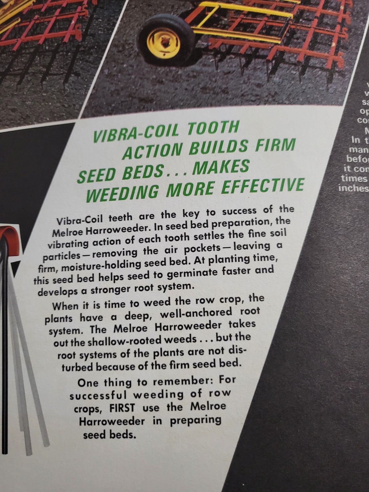Farm Implement Brochure MELROE Harroweeder Harrow Weeder Gwinner North Dakota