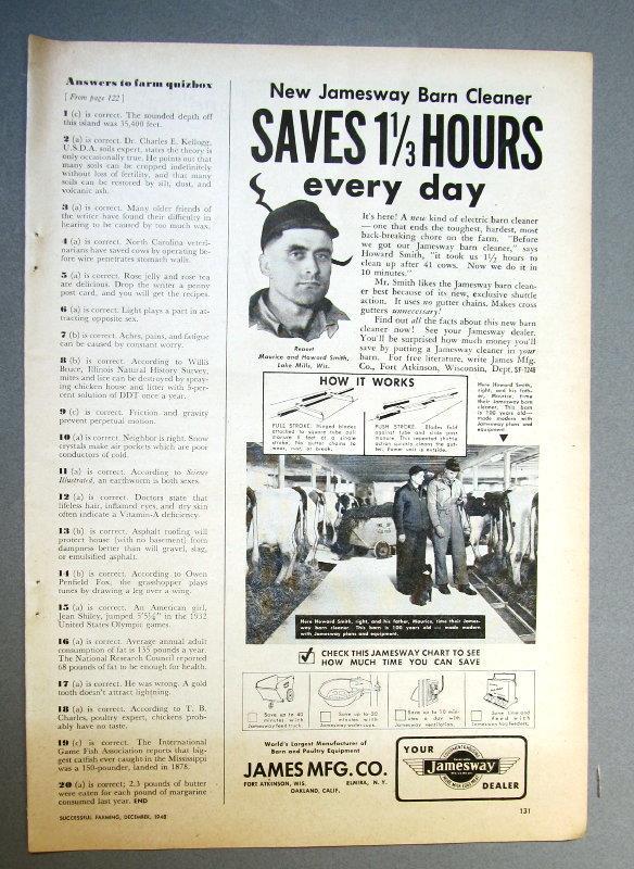 Original 1948 Jamesway Ad Photo Endorsed Maurice & Howard Smith Lake Mills Wisc