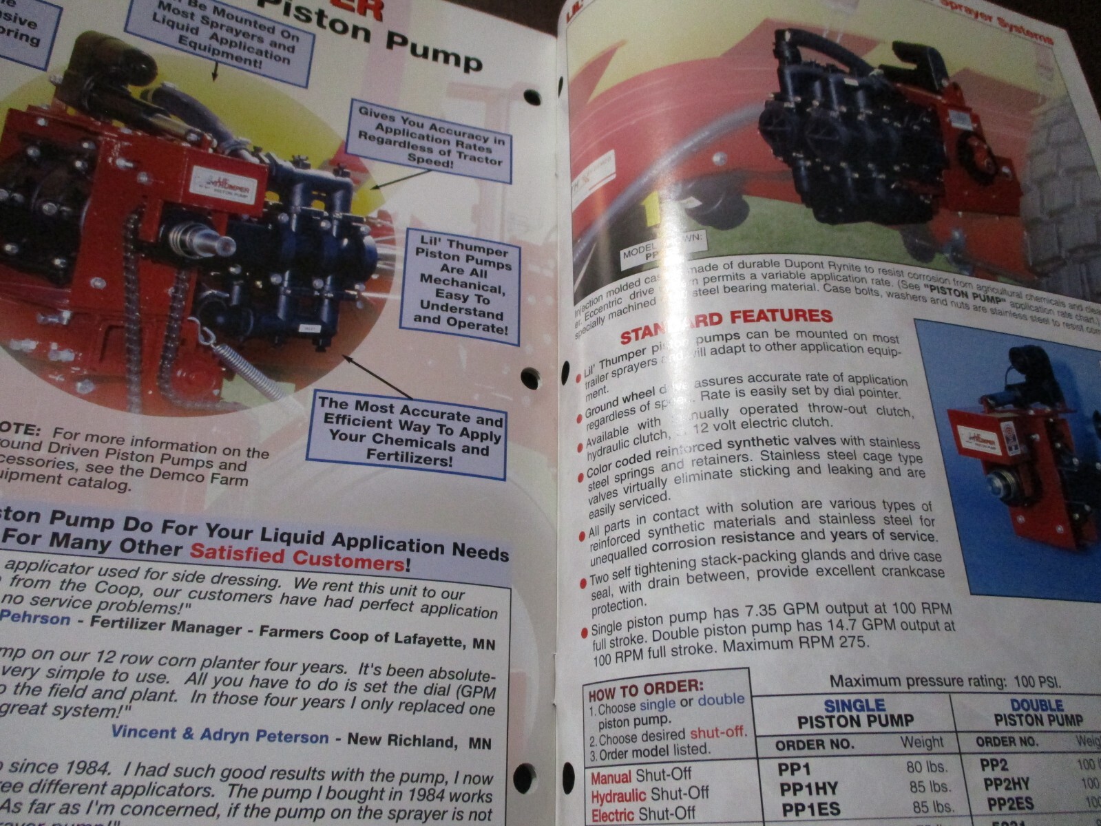 Demco Sprayers Sales/Specifications Brochures, 4 items, 1992, -1995