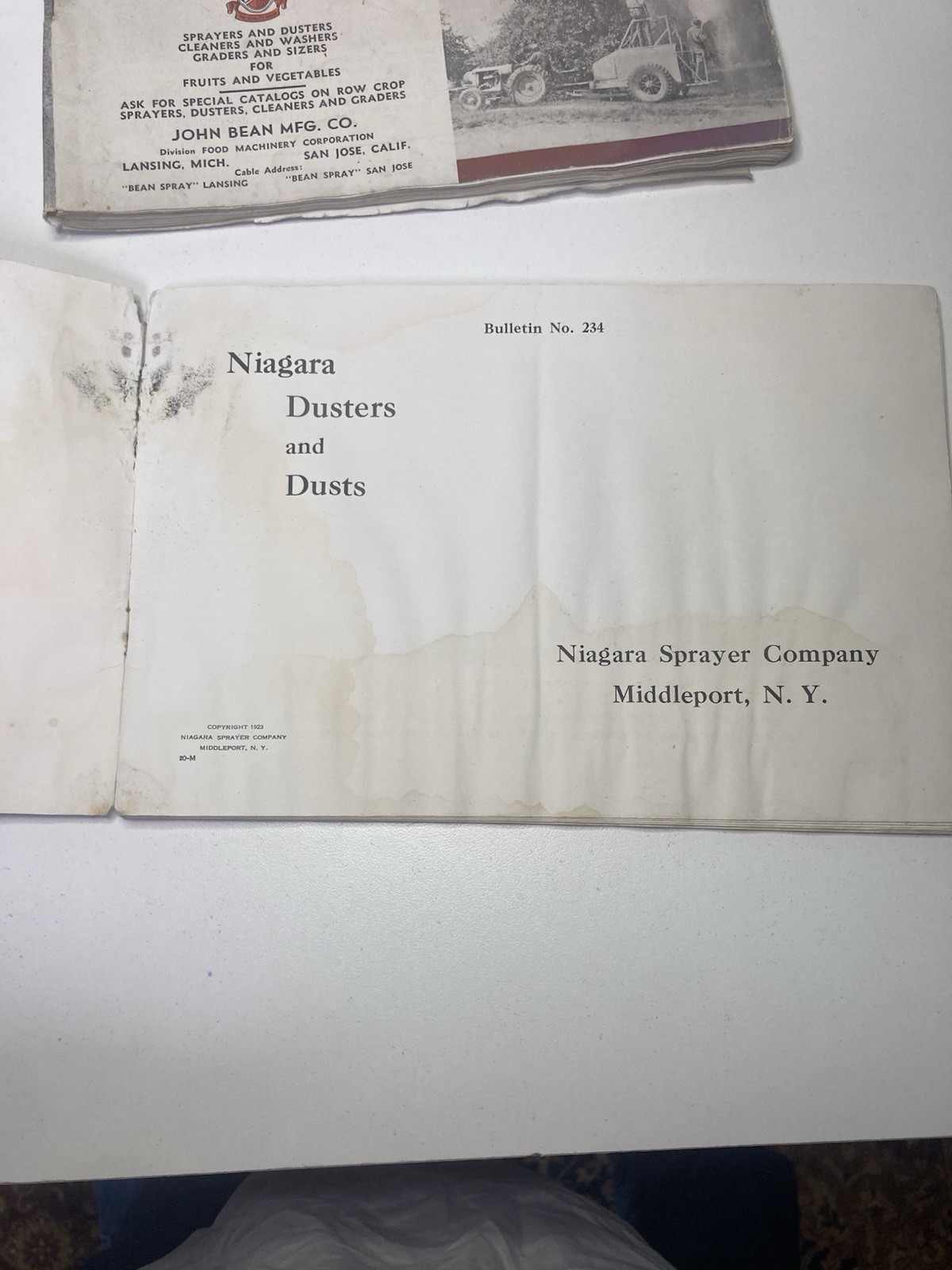 Antique catalog farm equipment Niagara spray Company, and Bean manufacturing co