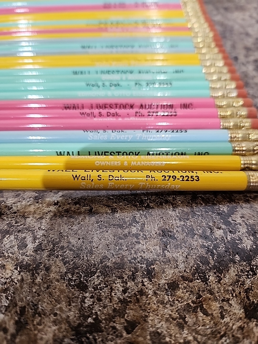 Vtg Lot Wall Livestock Auction Inc Pencils Edmond & Otto Eisenbraun South Dakota