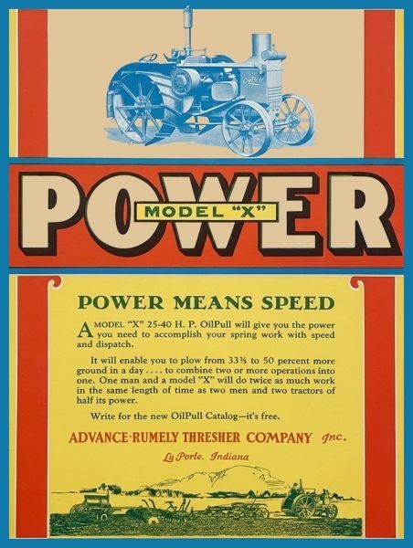 Rumely Model X Tractor – LaPorte, Indiana NEW Sign 24×30&Prime; USA STEEL