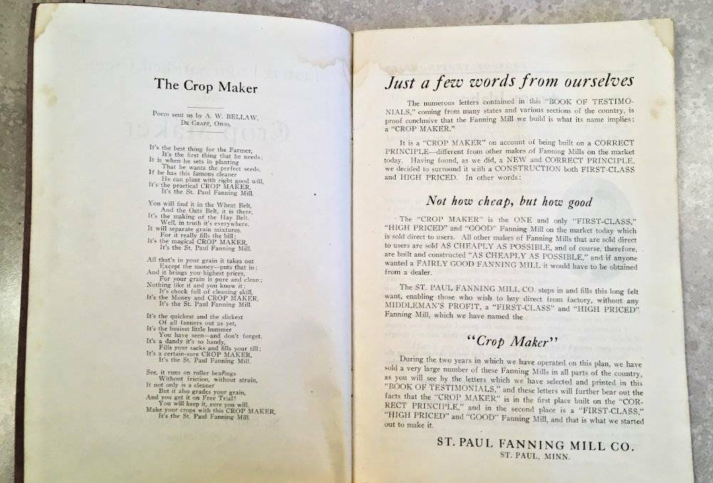 St. Paul Fanning Mill Co Letters from Satisfied Users of the Crop Maker Brochure