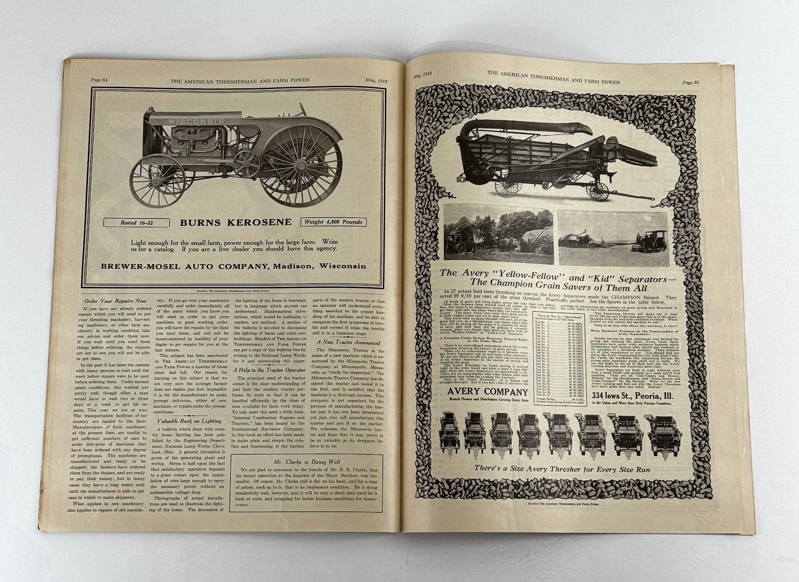 The American Thresherman & Farm Power MAGAZINE May 1918 MADISON, WIS.