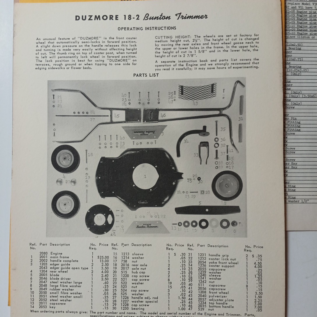 6 Bunton Lawn & Garden Tractors Brochure Redwing, Dilly, Duzmore Flyers Brochure
