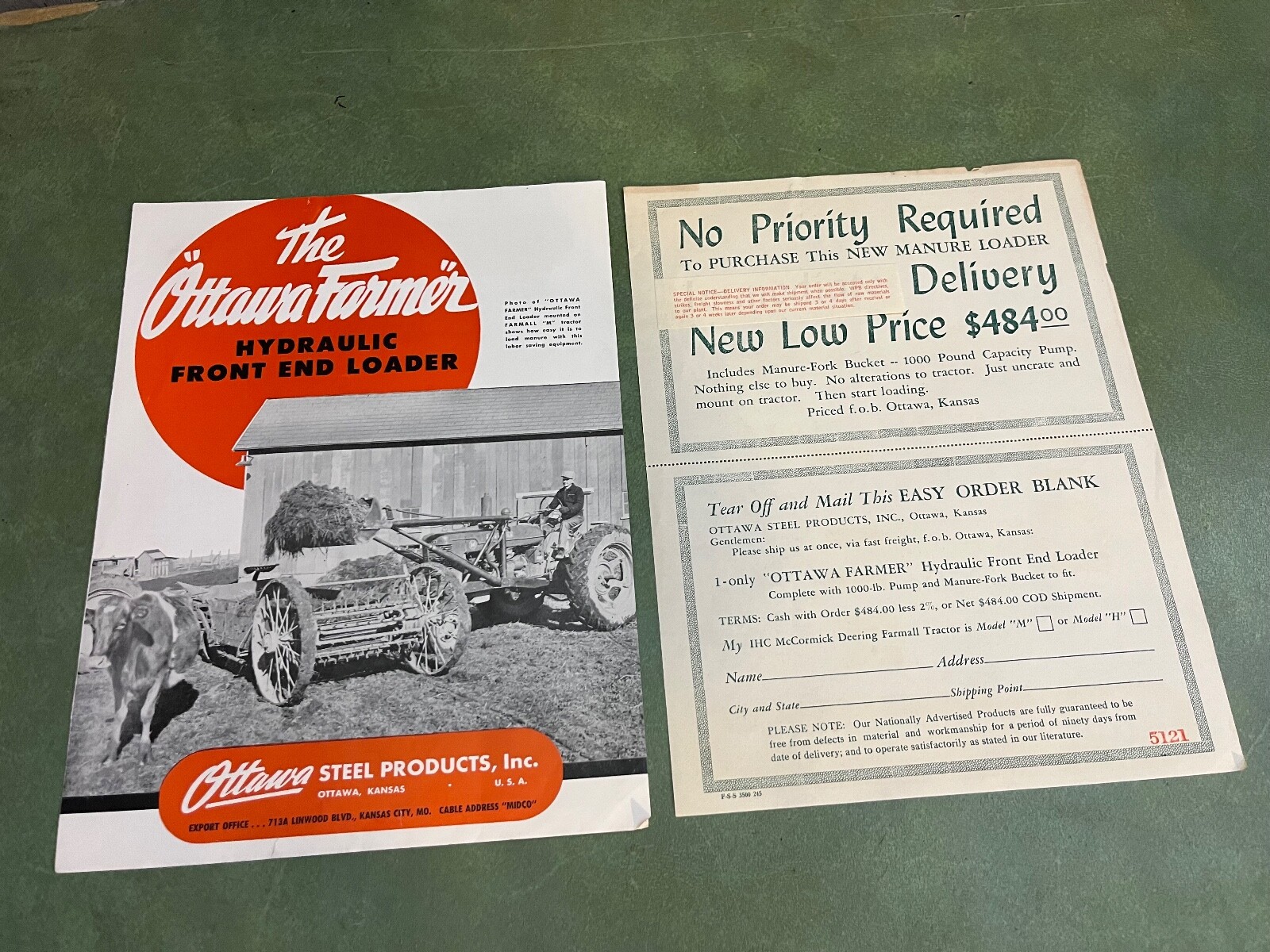 Original Ottawa Farm Equipment Brochure Farmall Front End Loader