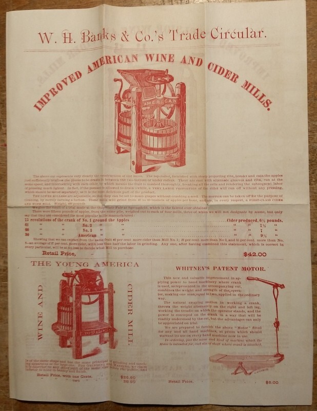 c1870 W.H. Banks Trade Circular Wine & Cider Mills Advertising Pamphlet Chicago