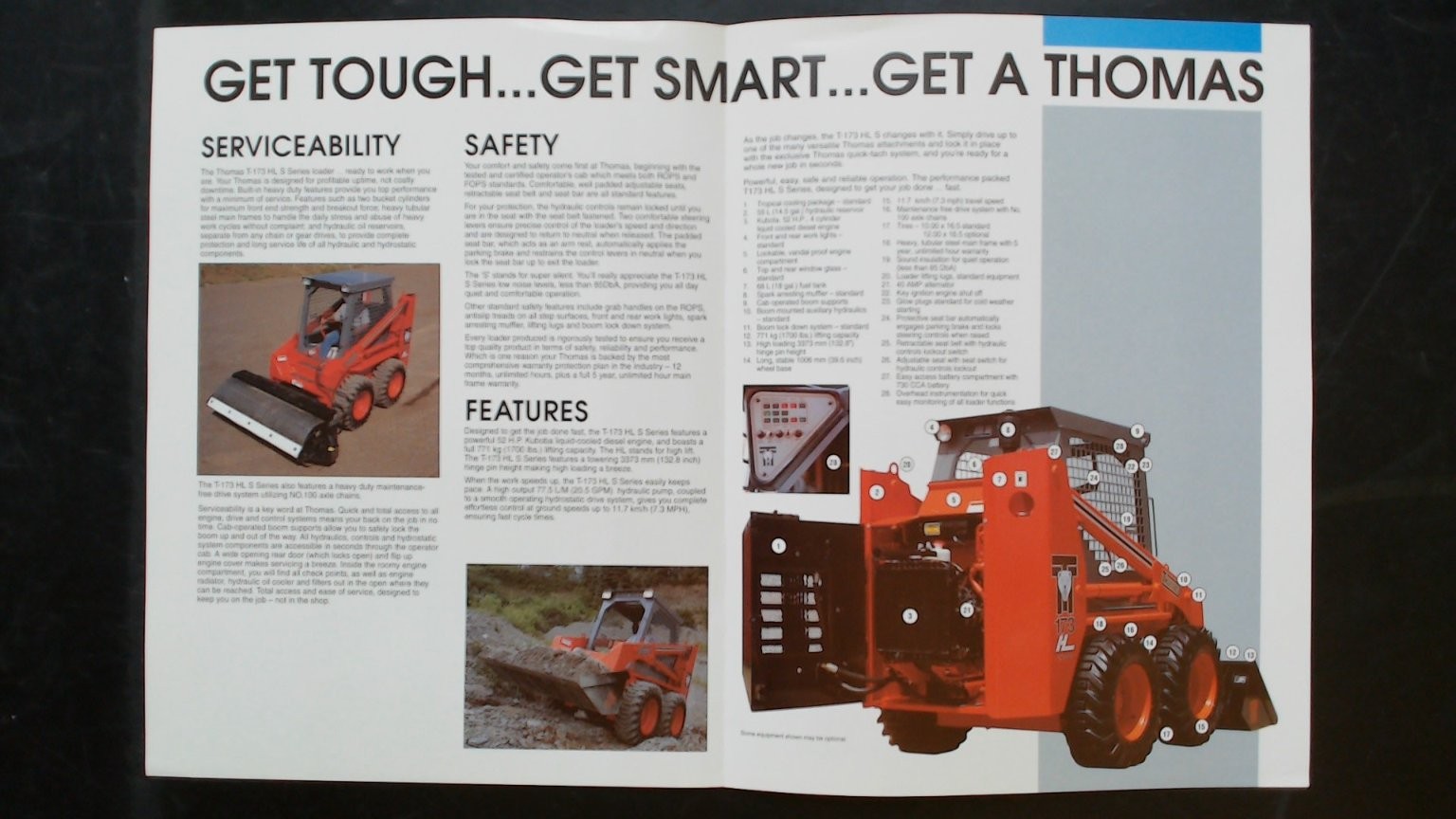 Thomas T-173 HL S Series Skid-Steer Loader Brochure Vintage Agriculture