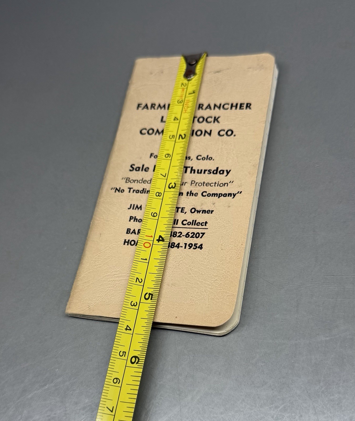 Vintage 1968 Advertising Farm Rancher Memo Book ~ Fort Collins Co ~ Livestock
