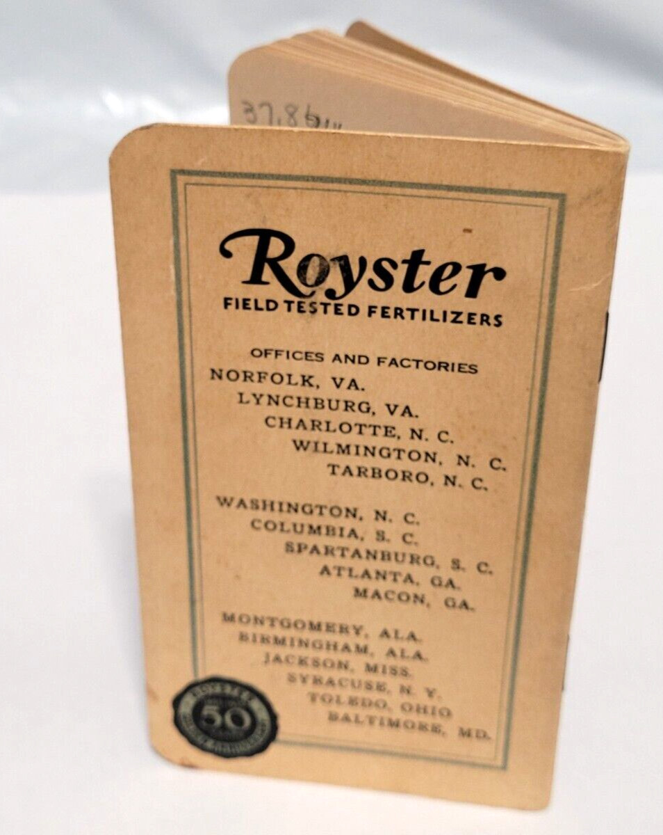 Vintage F.S. Royster Guano Company 1935 Notepad