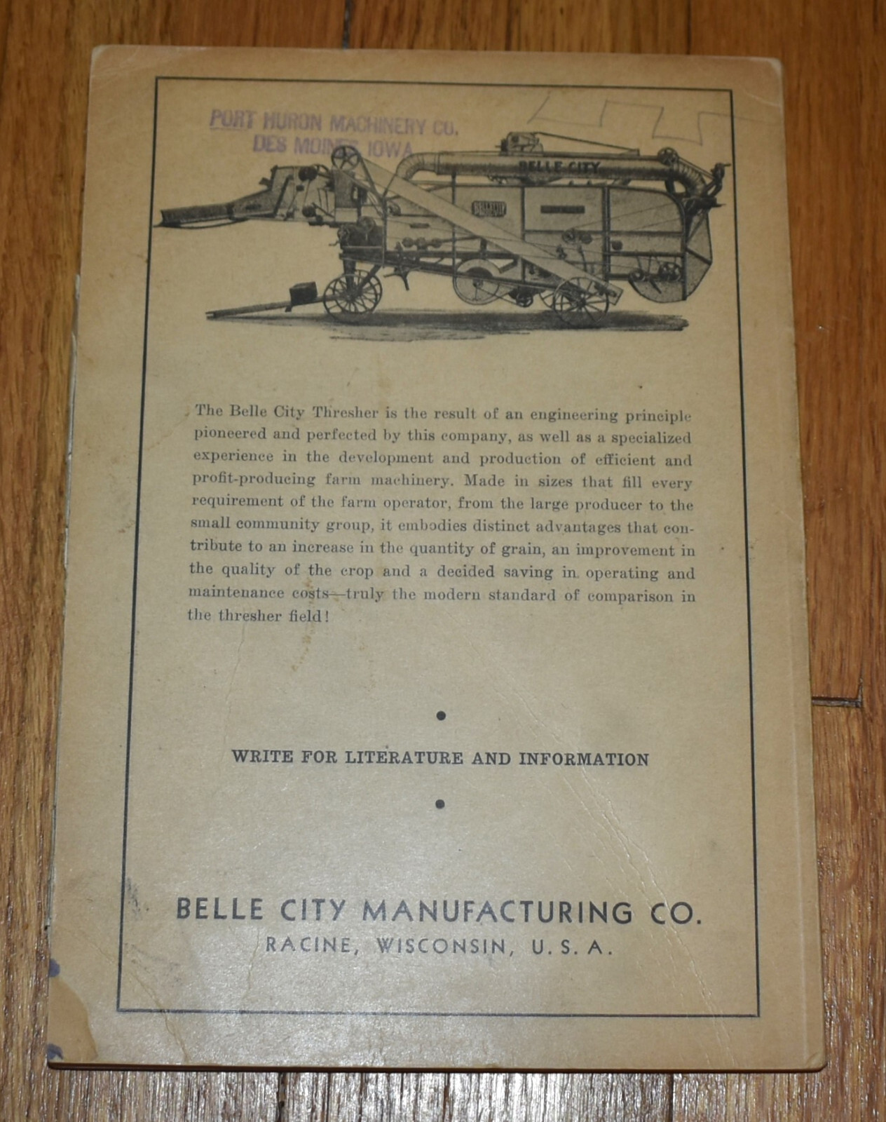 Vintage 1936 Repair Part Farm Catalog Book New Racine Threshers Thresher Machine